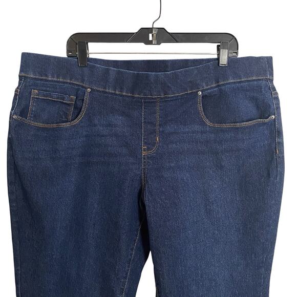 Terra&Sky Crop Ankle Denim Jeans Womens 1x 16w 18w Dark Stretch Pull On Elastic - Picture 2 of 8